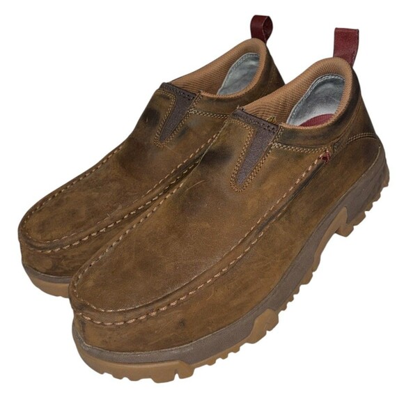 Twisted X Work Shoes Mens 8 Composite Safety Toe Leather Slip Moccasin MXCC003